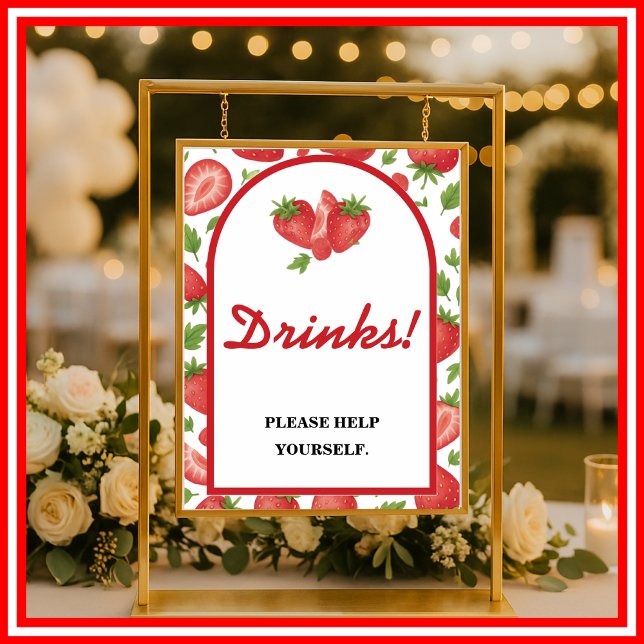 Drinks Sign Strawberry Berry Sweet Baby Shower (Creator Uploaded)