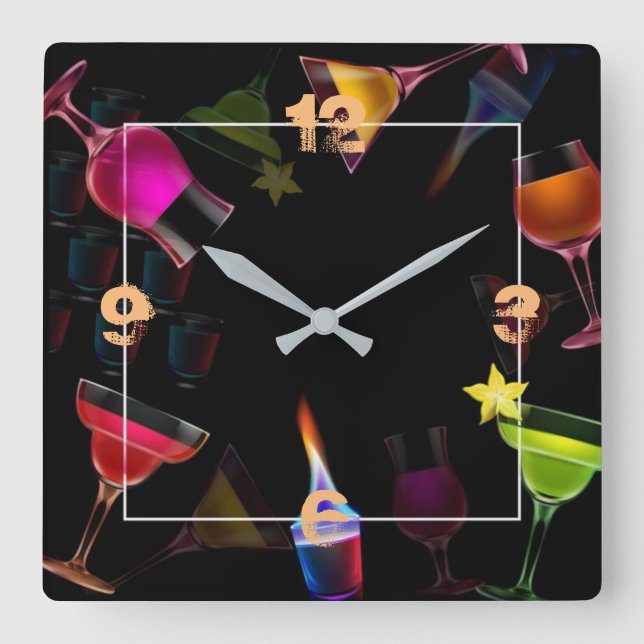 Drinks Square Wall Clock (Front)