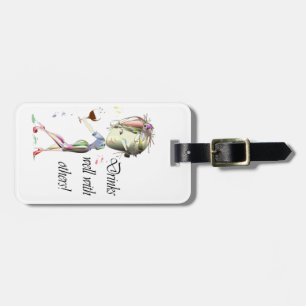 Drinks well with others, funny Wine art Luggage Tag
