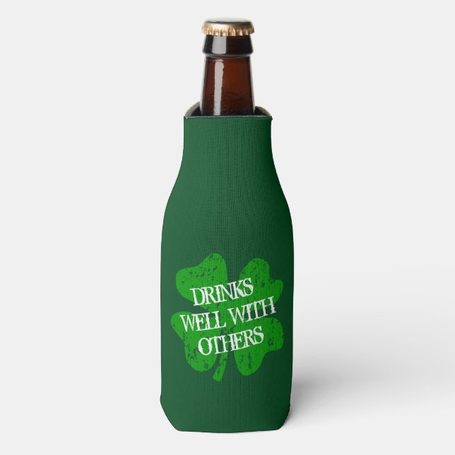 DRINKS WELL WITH OTHERS St Patricks Day can cooler (Bottle Front)