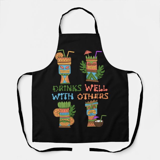 Drinks Well With Others Women Tiki Hawaii Hawaiian Apron (Front)