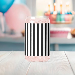 Drinkware Set Black & White Stripe Can Glass