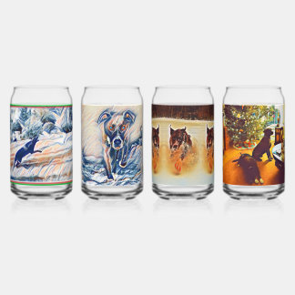 Drinkware Set-Dogs in Winter  Can Glass