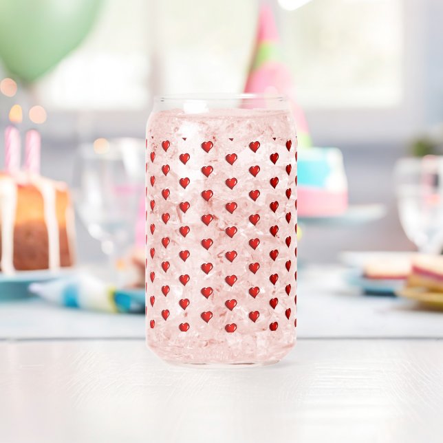 Drinkware Set Love Red Hearts  Can Glass (Insitu (Birthday))