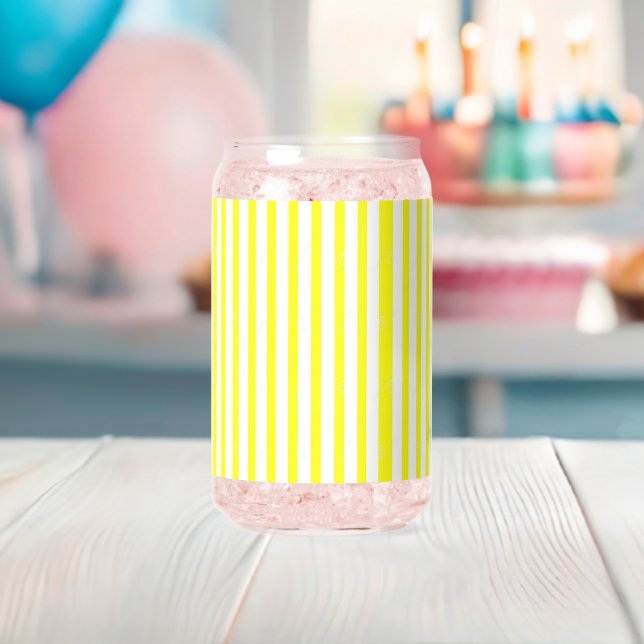 Drinkware Set Yellow & White Stripe Can Glass (Insitu (Baby Shower))