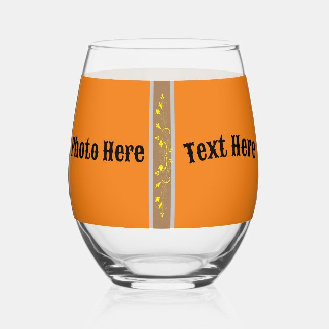 Drinkware Style: Printed Wine Glass photo | text. (Front)