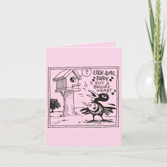 Drinky Crow Valentine Card (Front)