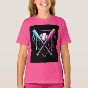 Drip Baseball Bat Magic – Neon Splash Home Plate T-Shirt