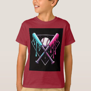 Drip Baseball Bat Magic – Neon Splash Home Plate T-Shirt
