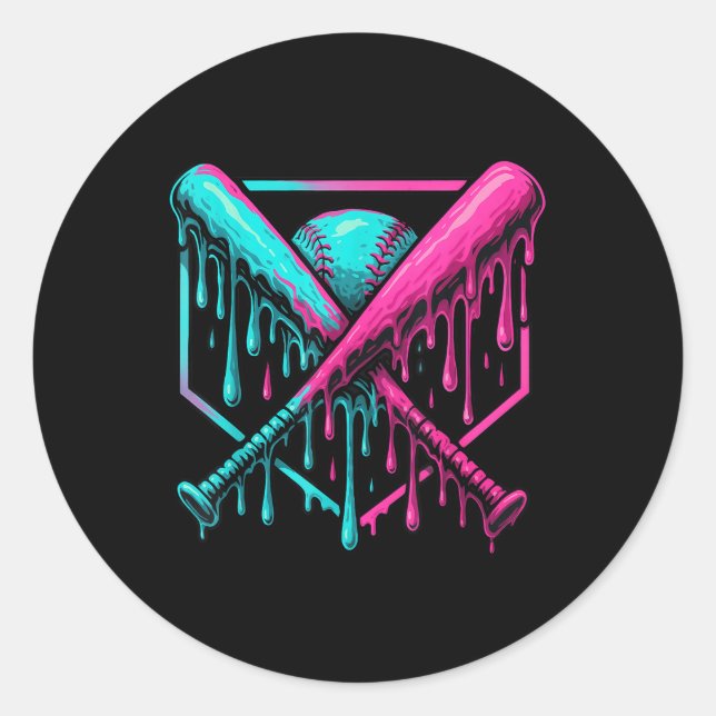 Drip Boys Baseball Bat And  Classic Round Sticker (Front)
