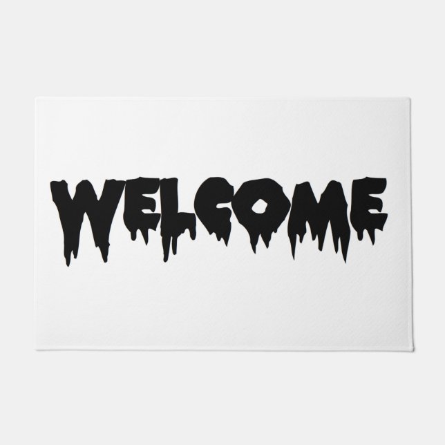 Drip Font WELCOME Doormat- Black Txt on Blank Bkgr Doormat (Front)