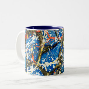 Drip Painting Two Tone Coffee Mug Abstract