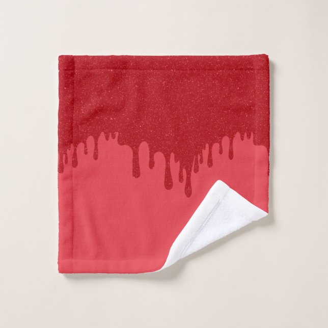 Drip Pattern Tomato Red Washcloth – Customisable Wash Cloth (Wash Cloth)