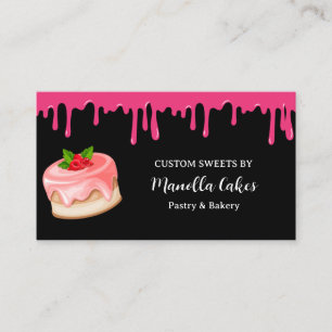 Drip pink cake pastry bakery business card