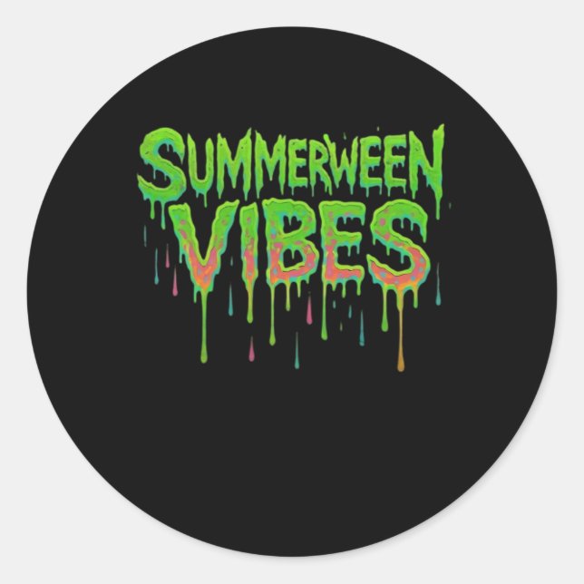 Drip Summerween Vibes Spooky Fun Classic Round Sticker (Front)
