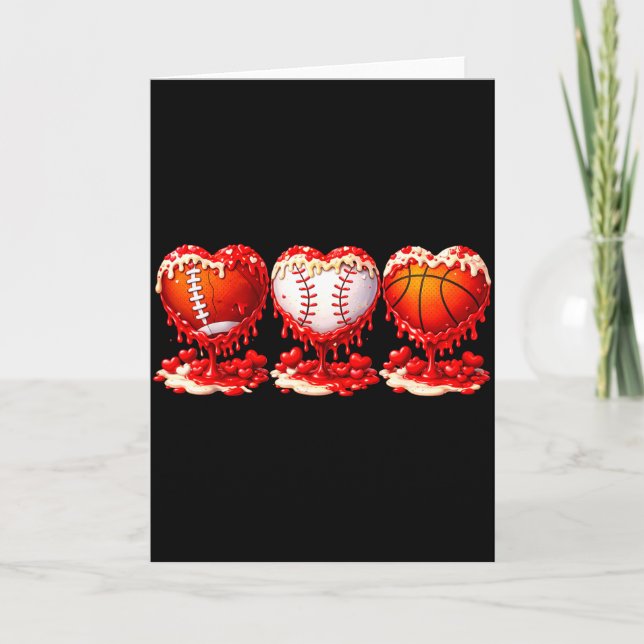 Drip Valentines Day Basketball Baseball Football B Card (Front)