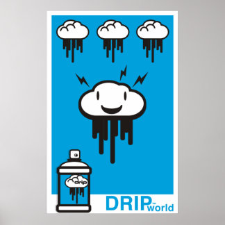 Drip World Blue Poster