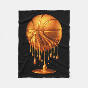Dripng Gold Basketball Ball Hoop Net Slam Dunk Mvp Fleece Blanket