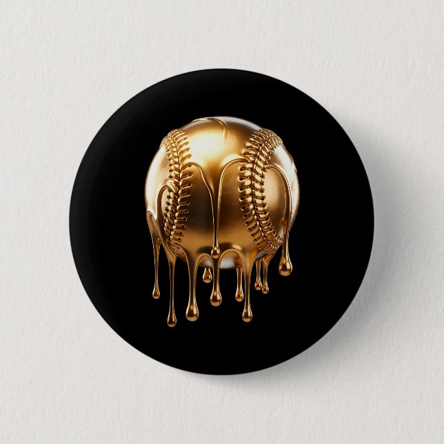 Dripng Gold Drip Baseball Game Day Player Coach Ba 6 Cm Round Badge (Front)
