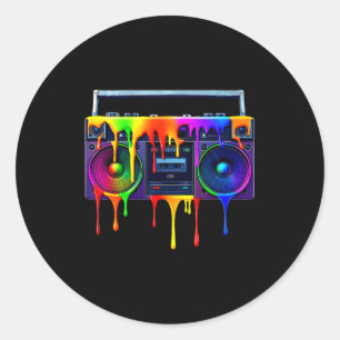 Dripng Paint Boombox Funny Old School 80s Music Hi Classic Round Sticker