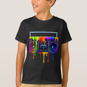 Dripng Paint Boombox Funny Old School 80s Music Hi T-Shirt