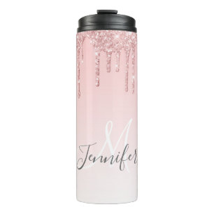 Dripped Pink Glitter Thermal Tumbler