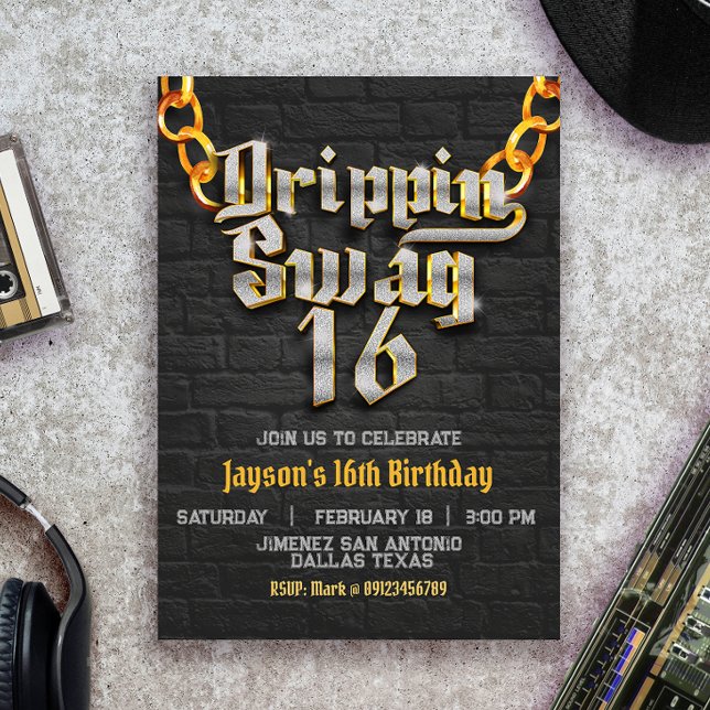 Drippin Swag 16 - Hip Hop Invitation (Creator Uploaded)