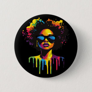 Dripping Afro Black Melanin Queen Juneteenth 6 Cm Round Badge