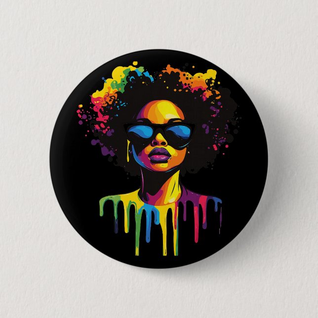 Dripping Afro Black Melanin Queen Juneteenth  6 Cm Round Badge (Front)