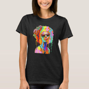 Dripping Afro Inspired Dripping Paint Girl Related T-Shirt