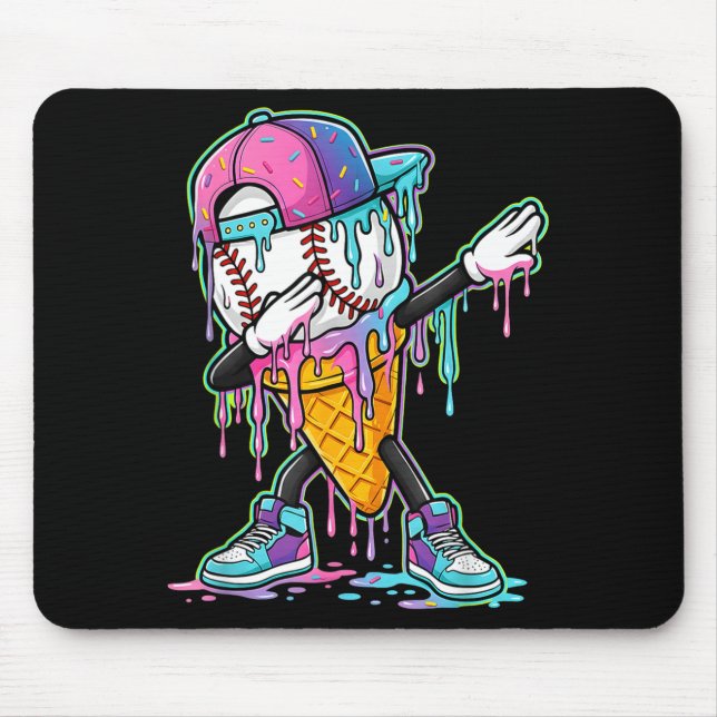 Dripping baseball drip boys ice cream drip basebal mouse pad (Front)