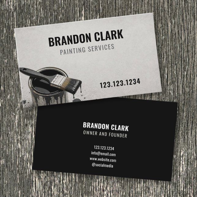 Dripping Black Paint Can Sleek Painter Design Business Card (Creator Uploaded)