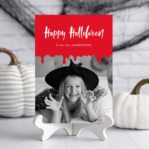 Dripping Blood Red Halloween Photo Card