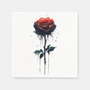 Dripping Blood Rose: Gothic Floral Art Napkin