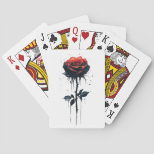 Dripping Blood Rose: Gothic Floral Art Playing Cards