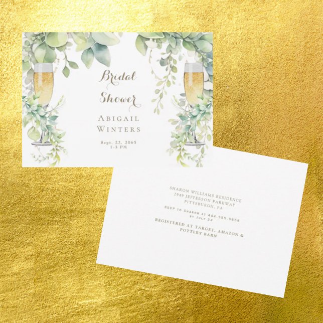 Dripping Botanical Champagne White Bridal Shower  Invitation (Creator Uploaded)