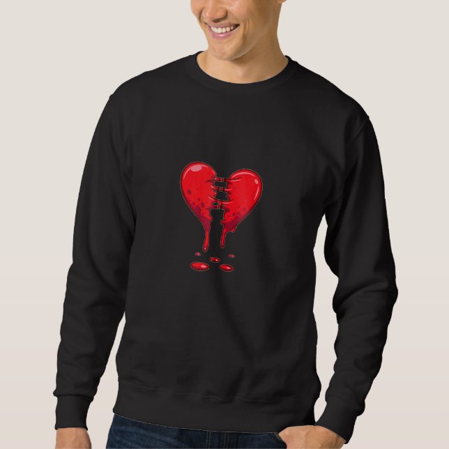 Dripping Broken Heart Halloween Valentines Love Sweatshirt (Front)