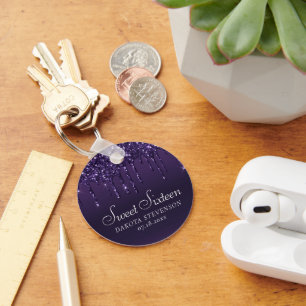 Dripping Chic Glitter Lavender Purple Shower Key Ring