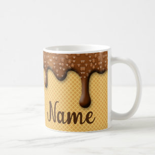 Dripping Chocolate Ice Cream Cone Coffee Mug, Cup