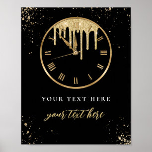 Dripping Clock New Years Eve Editable Sign