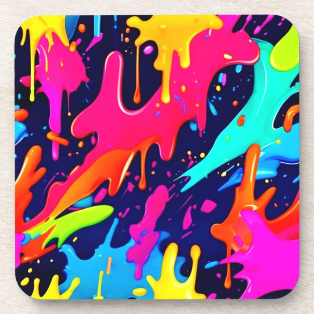Dripping Colour Chaos Coaster (Front)
