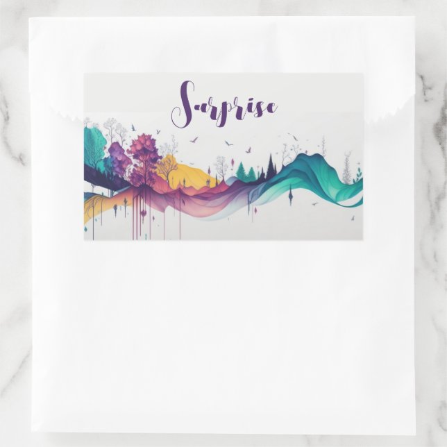 Dripping Colourful Scenery Rectangular Sticker (Bag)