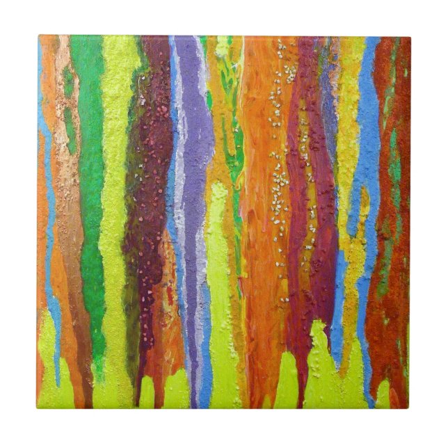 Dripping Colours Abstract Art Design Gifts Tile (Front)