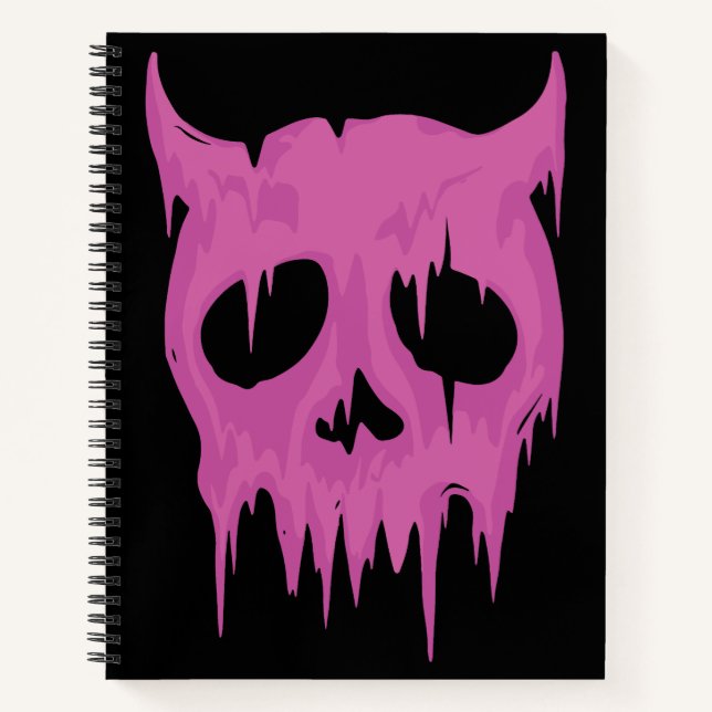 Dripping Demon Skull in Neon Pink Notebook (Front)
