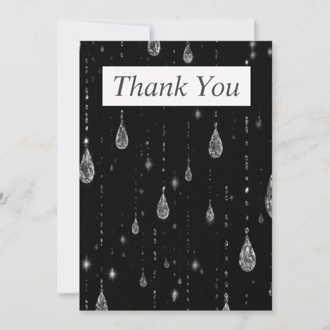 Dripping Diamonds on Black Thank You Card (Front)