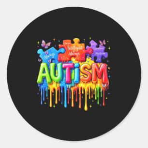 Dripping drip puzzle autistic autism awareness men classic round sticker