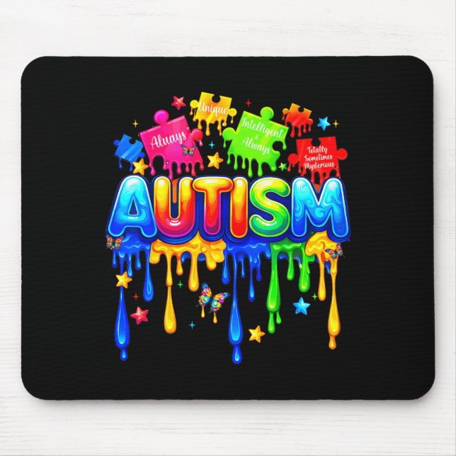Dripping drip puzzle autistic autism awareness men mouse pad (Front)