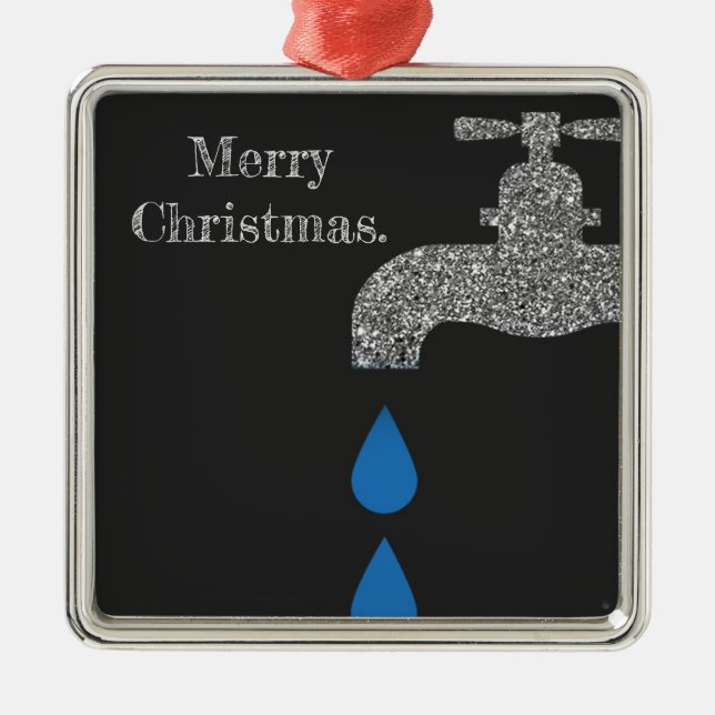 Dripping  faucet and water plumbing glitter effect metal tree decoration (Front)