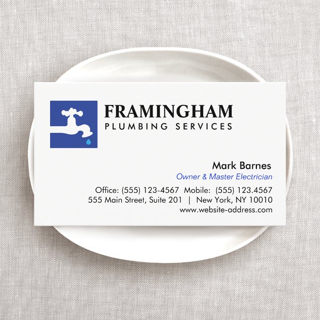 Dripping Faucet Plumbing Plumbers Logo Business Card (Creator Uploaded)