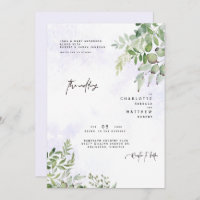 Dripping Foliage Dreamy Lavender Wedding Invitatio